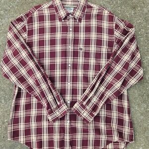 RALPH LAUREN JEANS XL Shirt Mens L Tartan Plaid Flannel Button Down Cotton Red